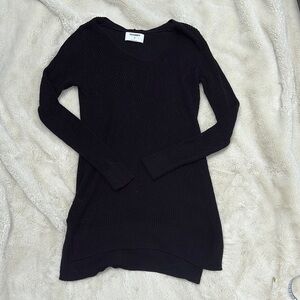 Old‎ Navy Black Ribbed Knit Sweater | Cozy Minimalist Longline Pullover XS